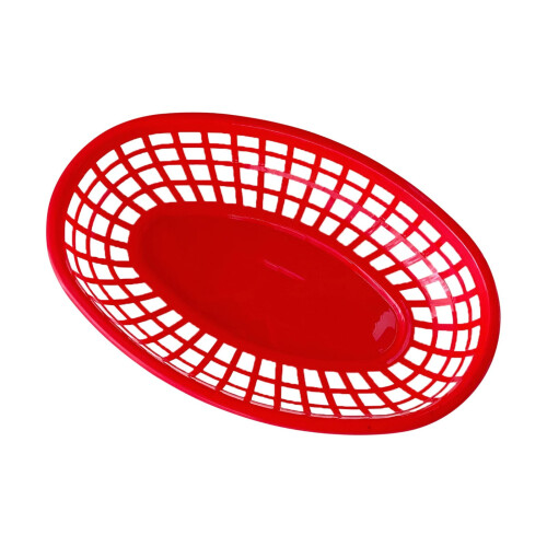 Red Oval Hollow Drain Basket Plastic Double-Layer 1 Pc 1