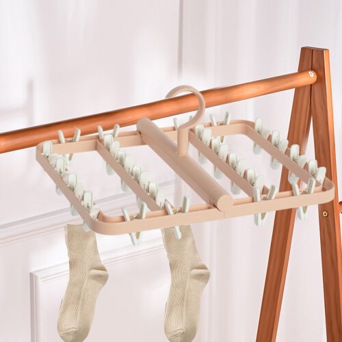 Étendoir à linge pliable avec 24 pinces – Plastique rose 1