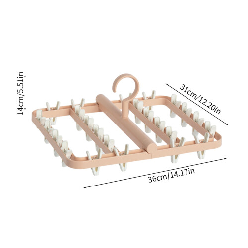 Étendoir à linge pliable avec 24 pinces – Plastique rose 2
