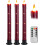 Conjunto de 3 velas vermelhas sem chama com luzes de cordão em formato de estrela. 2