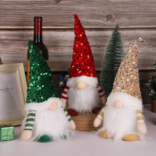 Decorațiuni de pluș cu LED-uri, gnome, 3 bucăți 2
