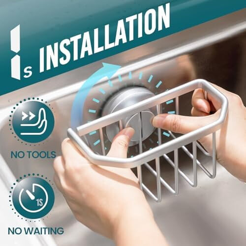 Soporte de aluminio para esponjas con ventosa resistente – Plateado 1