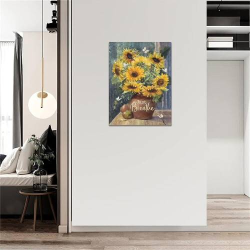 Impression sur toile Tournesol 12x16 pouces encadrée 2