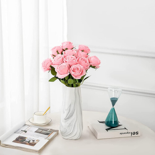 12 rosas pretas artificiais – Seda realista, hastes de 53 cm (21 polegadas) 1
