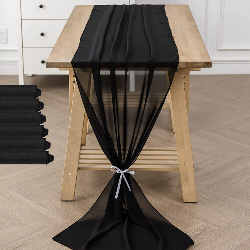 Caminho de mesa de chiffon 12x118 polegadas branco 1