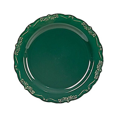 Στρογγυλά πλαστικά πιάτα Hunter Green 10" (Συσκευασία των 10) 1