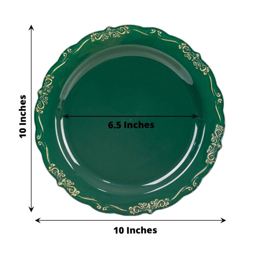 Στρογγυλά πλαστικά πιάτα Hunter Green 10" (Συσκευασία των 10) 2