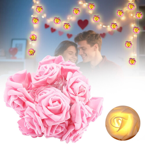 LED-rozenlichtslinger, roze, 3m20-LED, met stekker 1