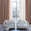 Perdele transparente cu aspect de in, maro ciocolatiu, set de 2 4