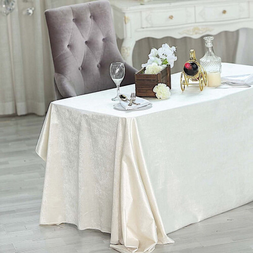 Βελούδινο ορθογώνιο τραπεζομάντιλο 90x132in Ivory 1