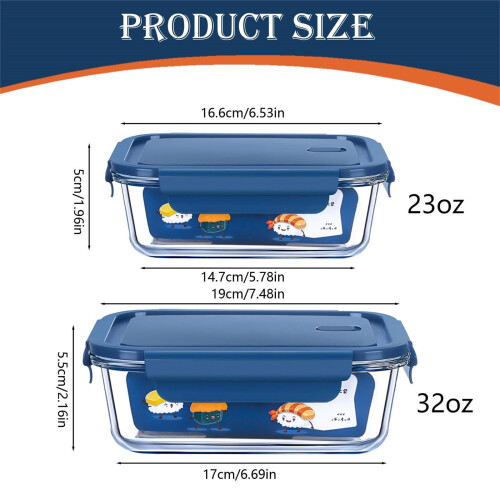 Boîtes repas en verre MOQIN 3 compartiments 946 ml + 680 ml 1