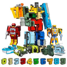 10Pcs Creative Assembling Educational Blocks Action Figure Number Transformation Robot Deform Plane Car Gift Toys for Children