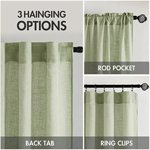 Κουρτίνες από μείγμα λινού σε χρώμα Sage Green 37" x 72" 2 πάνελ 2