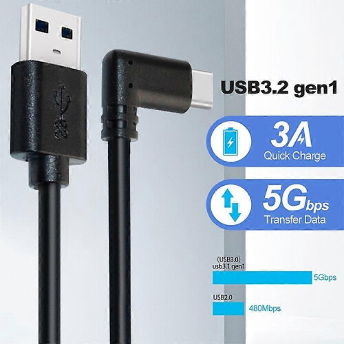 USB Male to USB 3.2 Gen1 Type-C Elbow VR Link Cable For Oculus Quest 1/2, 3M 2