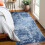 Abstracte blauwe, wasbare loper van 60x180 cm met antislipoppervlak. 3
