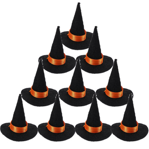 Mini chapéus de bruxa de feltro preto (pacote com 10) 2