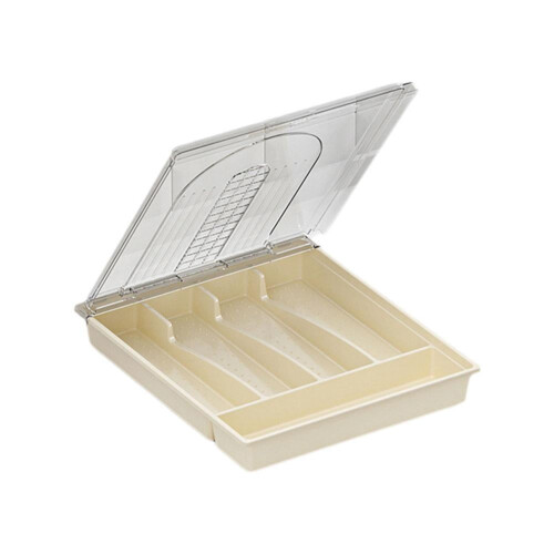 Plateau de rangement pour couverts avec couvercle – 5 compartiments PP+TPR 1