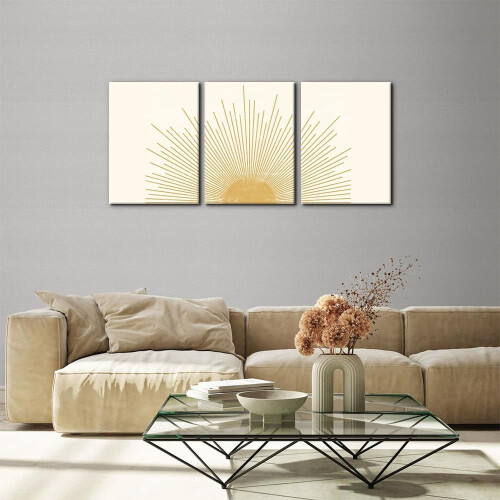 Mid-Century Orange Sun Galaxy Canvas Art Set, 3-teilig 1