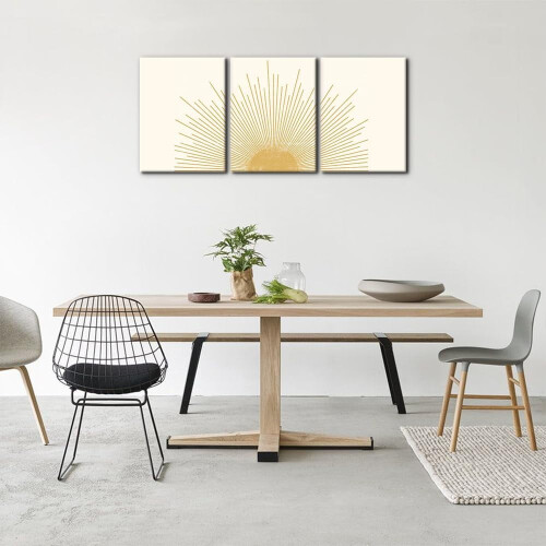 Mid-Century Orange Sun Galaxy Canvas Art Set, 3-teilig 2