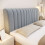 Housse de tête de lit matelassée à rayures verticales, extensible grise 2