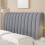 Housse de tête de lit matelassée à rayures verticales, extensible grise 3