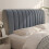 Housse de tête de lit matelassée à rayures verticales, extensible grise 5