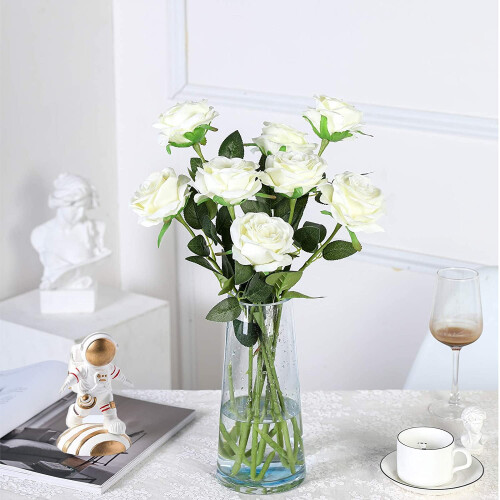 12 rosas pretas artificiais – Seda realista, hastes de 53 cm (21 polegadas) 2