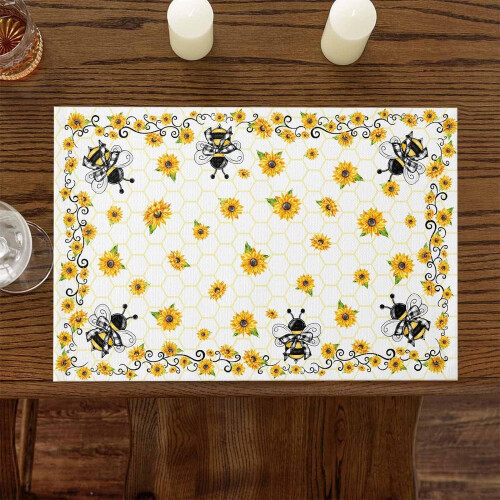 Sets de table tournesol, lot de 4, en coton et lin 1
