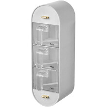 Organizador de especias de pared blanco con múltiples compartimentos