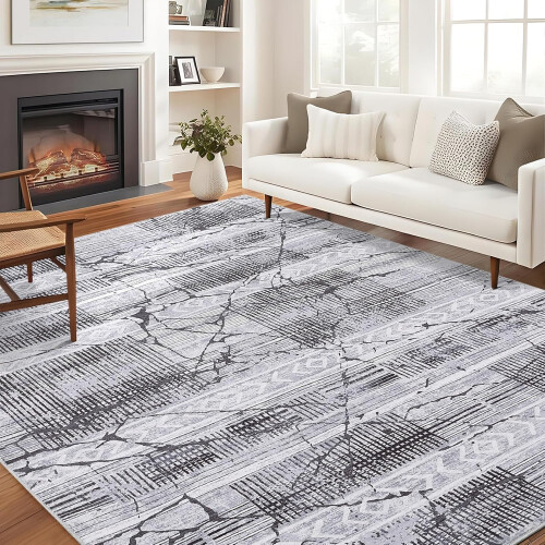 5x7 ft Soft Non-Slip Indoor Area Rug – Grey 1