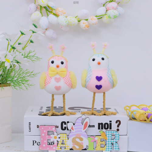decoração de Páscoa com pássaro de tecido rosa, boneca de pelúcia 2