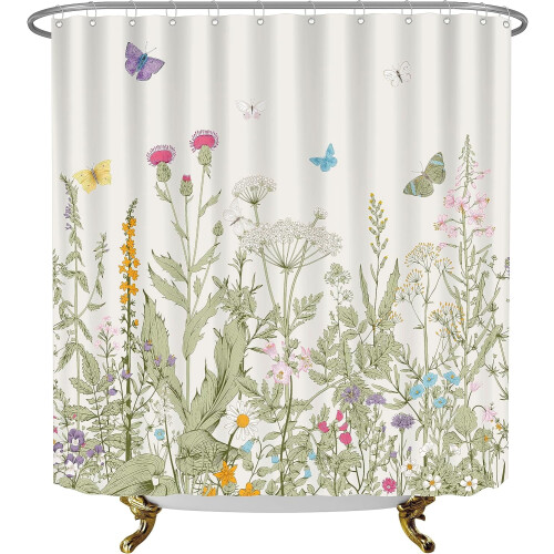 Blomsterbruseforhæng Salviegrøn 72x72in 1