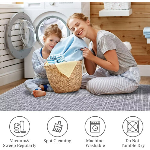 4x6 Modern geruit vloerkleed – Antislip, vlekbestendig, 1