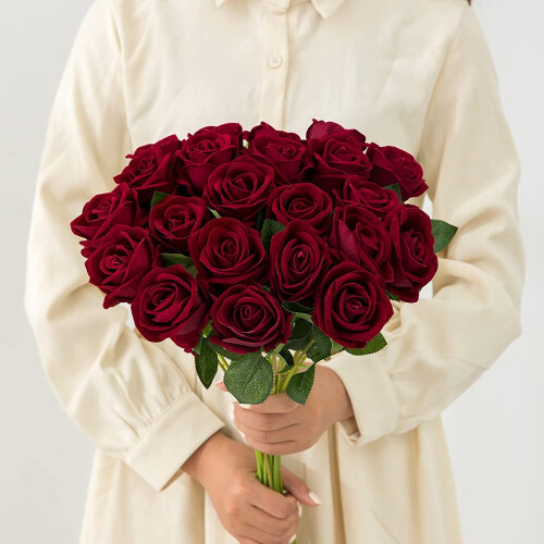 Rosas artificiais pretas – seda e plástico, 12 unidades, 50 cm (20 polegadas) 1