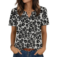 Womens Tops V Neck Short Sleeve Shirts Casual Blouse-Black M