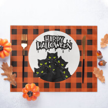 Sets de table Halloween en lin isolant thermique, lot de 4