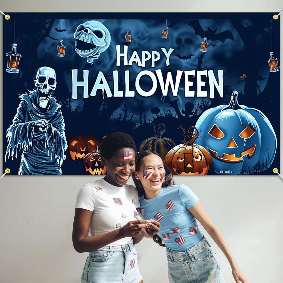 Fabric Banner Background With Pumpkin Bat Moon Theme 6 Pcs 946140147680