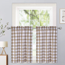 Haperlare taupe kitchen curtains 28"W x 30"L waterproof