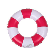 Pink & White Striped Inflatable Pool Ring for Adults