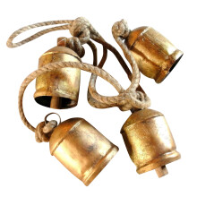 Ensemble de cloches de Noël en laiton vintage, 4 cloches suspendues