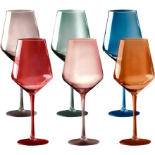 Ensemble de 6 verres à vin colorés, à pied, de 53 cl (18 oz).