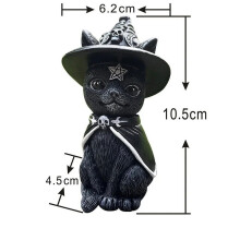 Black Cat Statue Hand-Painted Witch Decor 1pc
