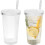 Glasbecher mit Deckel und Strohhalm, 380 ml, 2er-Pack 1