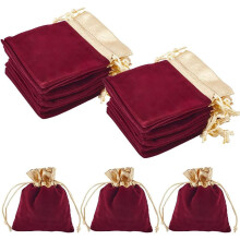 Pochettes à bijoux en velours rouge foncé 10 x 12 cm (20 pièces)