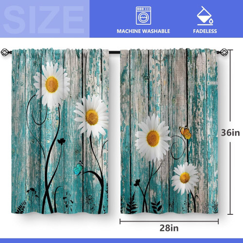 Boho paddenstoel keukengordijnen 27,5" x 36" 2-pack 2