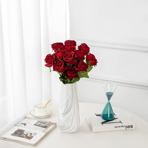 12 rosas pretas artificiais – Seda realista, hastes de 53 cm (21 polegadas) 1