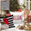 Capas de Almofada de Natal 22x22 Conjunto de 4 Vermelhas e Pretas com Boneco de Neve 5