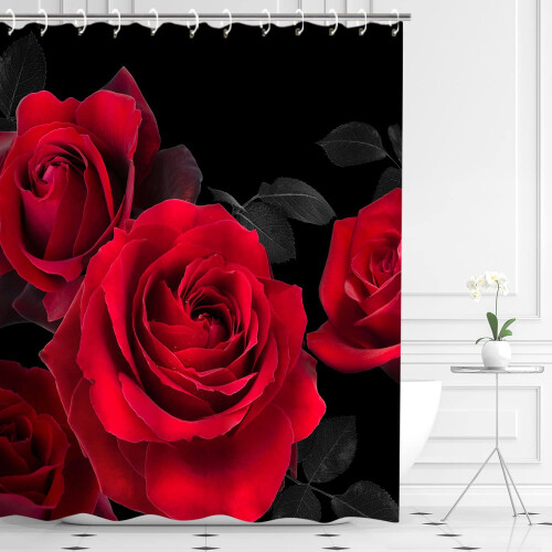Κουρτίνα ντους Red Rose 72x84in με 12 γάντζους 2