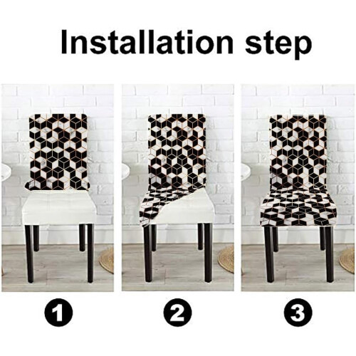 Ensemble de 4 housses de chaises en marbre noir et blanc 2