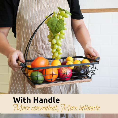 Rectangular Fruit Basket with Banana Hanger, Metal and 1